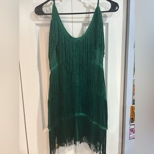 Elegant Green Fringe Dress